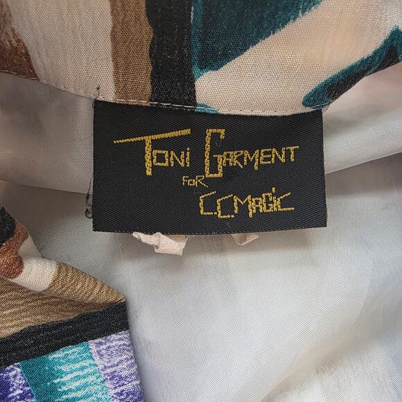 VINTAGE Toni Garment For CC Magic Wild‎ Women's Tribal Office Blazer Sz XL Multi - Picture 7 of 8